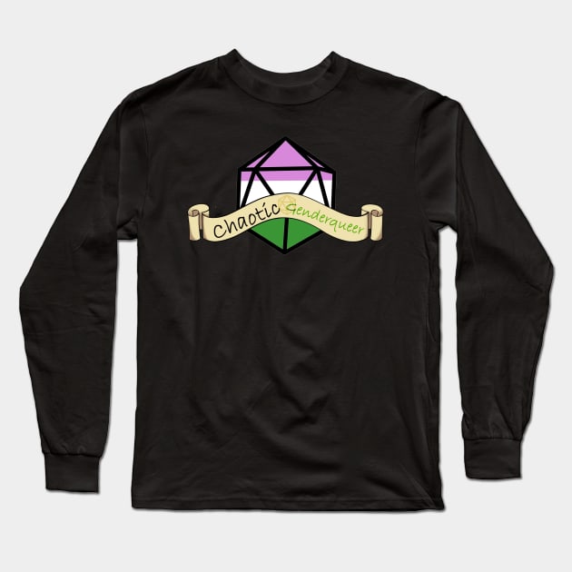 Dnd Chaotic Genderqueer Dice Long Sleeve T-Shirt by Beansprout Doodles